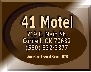 41 Motel 719 E. Main St. Cordell, OK 73632 (580) 832-3377 American Owned Since 1978